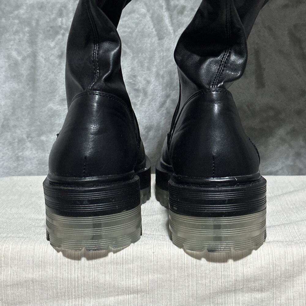 Azalea Wang Europlatform Vegan Leather Thigh High Lugg Boots Womens 8.5 Black - Picture 6 of 10
